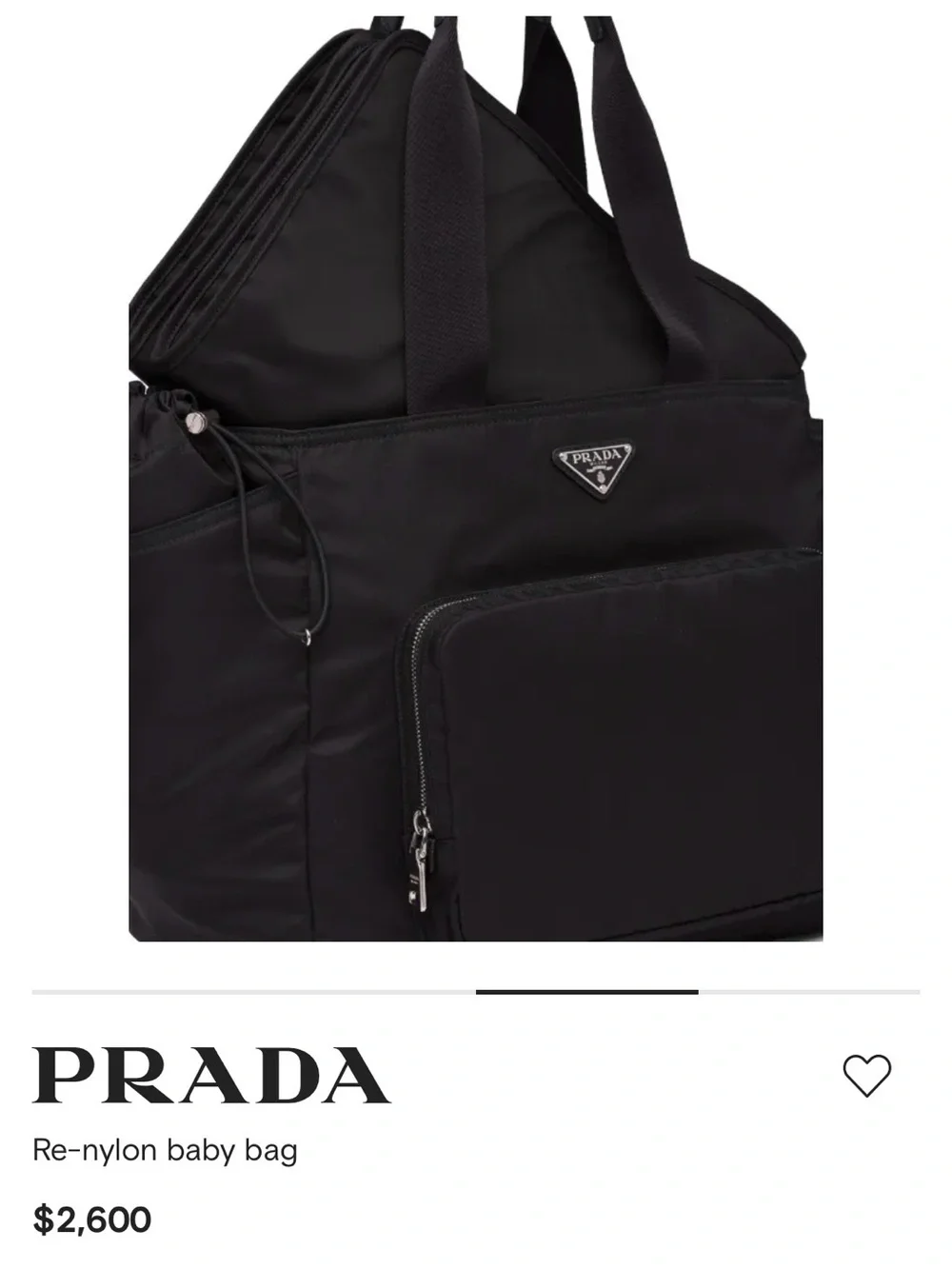 Prada Black Re-Nylon Tote Baby Bag